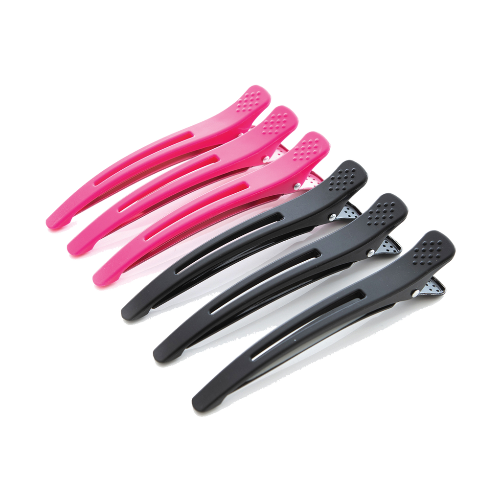 Black Star Plastic and Aluminium Hair Clips — 6 pieces