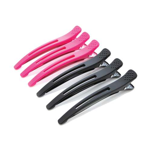Black Star Plastic and Aluminium Hair Clips — 6 pieces