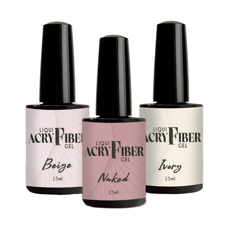 Golden Nails Liqui Acry Fiber Gel 15 ml, flaconi Beige, Naked e Ivory