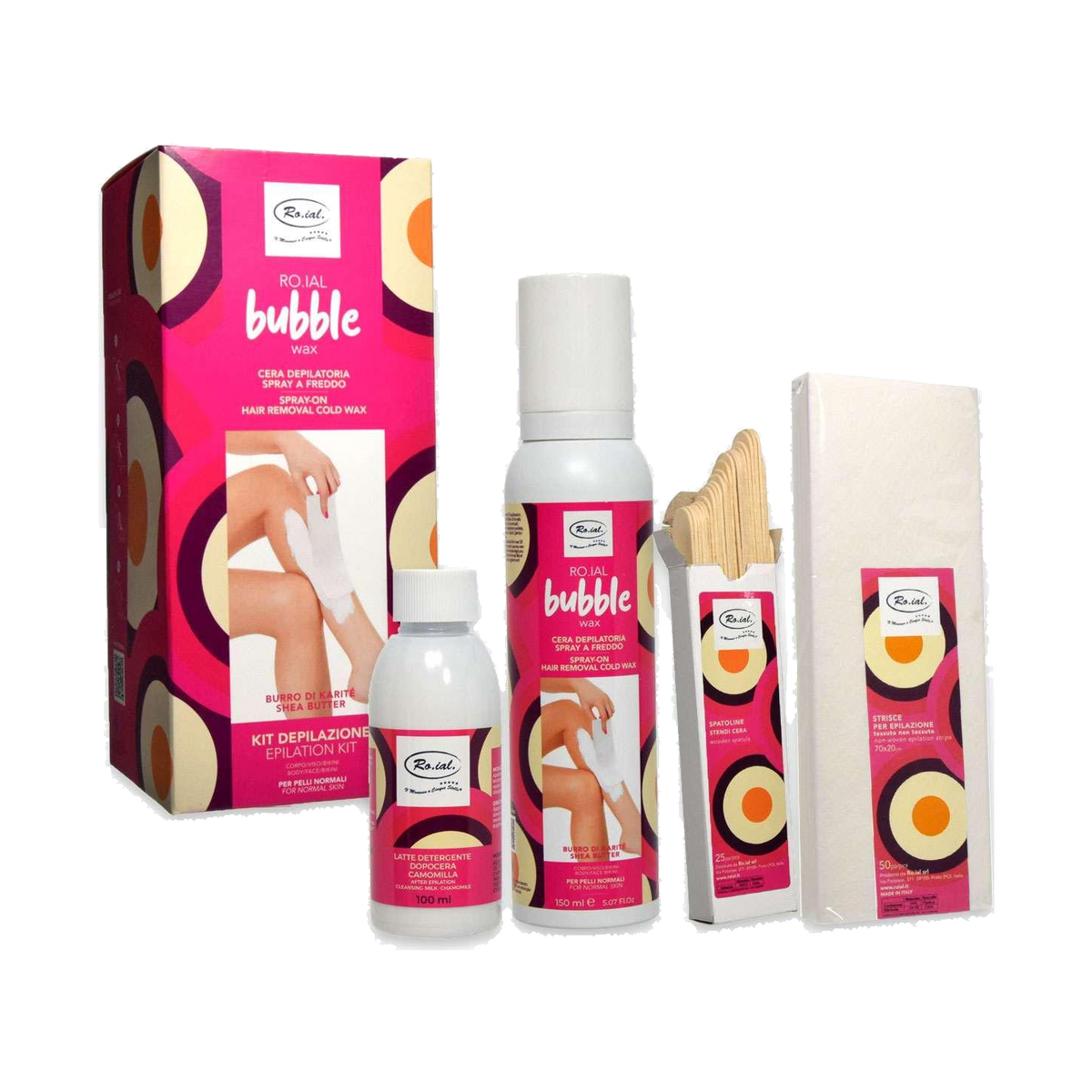 Ro.ial Bubble Wax Kit Epilazione Burro di Karité Pelli Normali